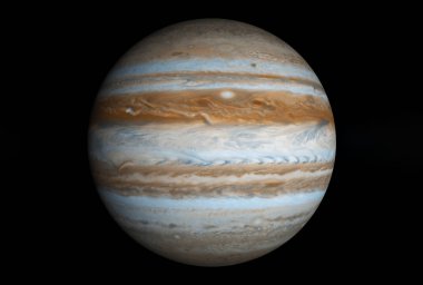 Gezegen Jüpiter, karanlık bir arka plan üzerinde bu görüntünün elemanları Nasa tarafından döşenmiştir