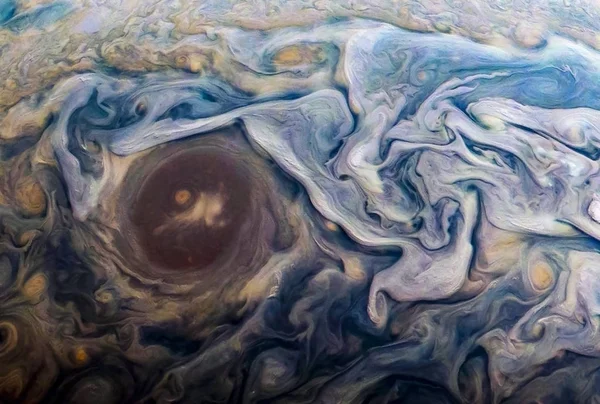 Поверхность планеты Юпитер, с большим пятном, фоновой текстурой. Элементы этого изображения были представлены НАСА — стоковое фото