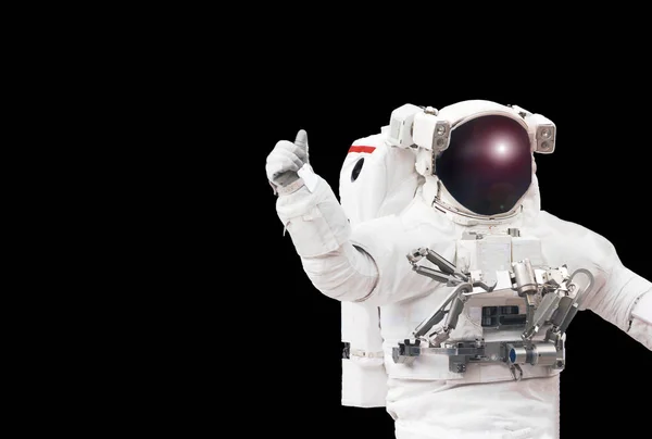 Astronaut shows a class sign, on a dark background. Elements of this image were furnished by NASA — Stock Photo, Image