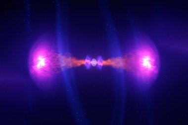 İki nötron yıldızının füzyonu. Bu görüntünün unsurları Nasa tarafından döşenmiştir