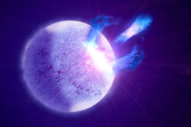 Pulsar yıldızı, farklı yönlere ışık yayar. Bu görüntünün elementleri Nasa tarafından döşendi.