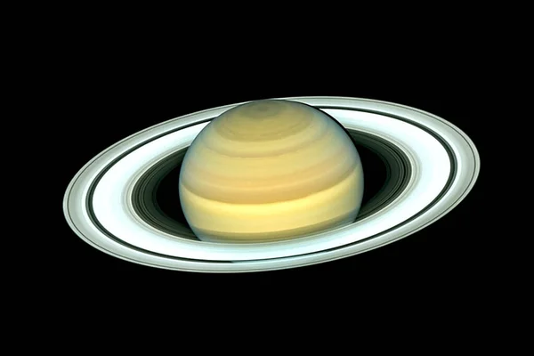 土星，行星，在黑暗的背景。 带着戒指 这张照片是由美国国家航空航天局提供的. — 图库照片
