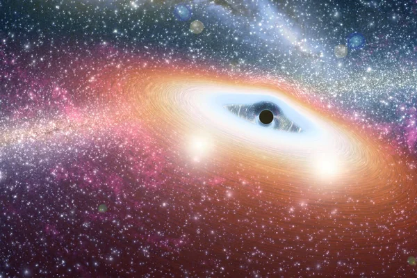 A black hole absorbs matter and time. Elements of this image were furnished by NASA.