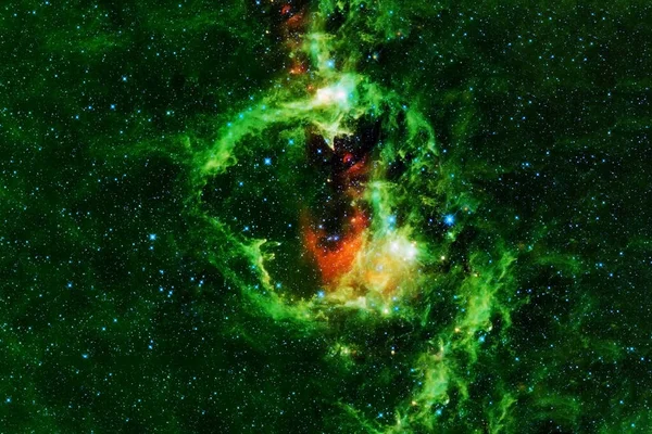 Beautiful space, green nebula. Elements of this image were furnished by NASA. For any purpose.