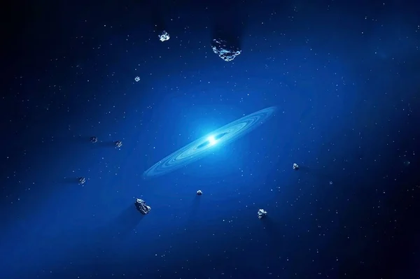 Метеорити в космосі. Елементи цього зображення були обладнані НАСА.. — стокове фото