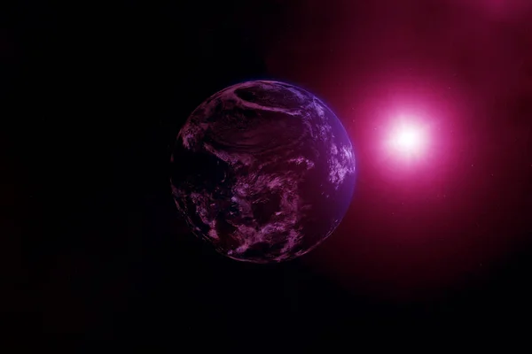 Exoplaneta num espaço escuro. Elementos desta imagem foram fornecidos pela NASA . — Fotografia de Stock