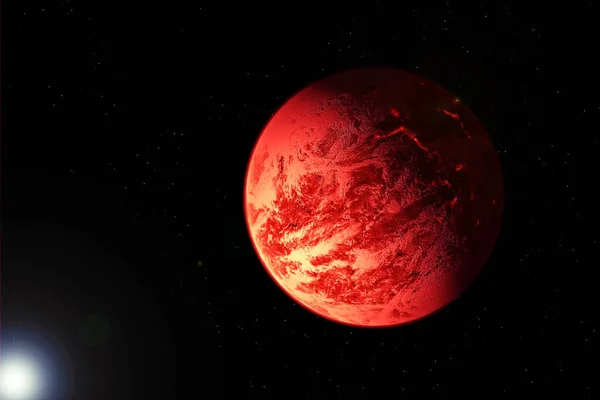 Exoplaneta rojo en el espacio profundo. Elementos de esta imagen fueron proporcionados por la NASA . — Foto de Stock