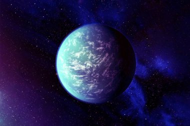 Exoplanet in deep space. In blue. Elements of this image were furnished by NASA. High quality photo clipart