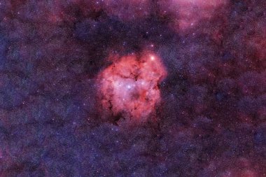 Parlak kırmızı galaksi. Bu görüntünün elementleri NASA tarafından döşendi. Yüksek kalite fotoğraf