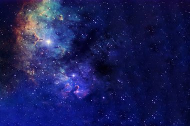 Yıldızlı mavi galaksi. Bu görüntünün elementleri NASA tarafından döşendi. Yüksek kalite fotoğraf