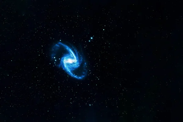 Blauw sterrenstelsel met sterren. Elementen van deze afbeelding werden geleverd door NASA. — Stockfoto