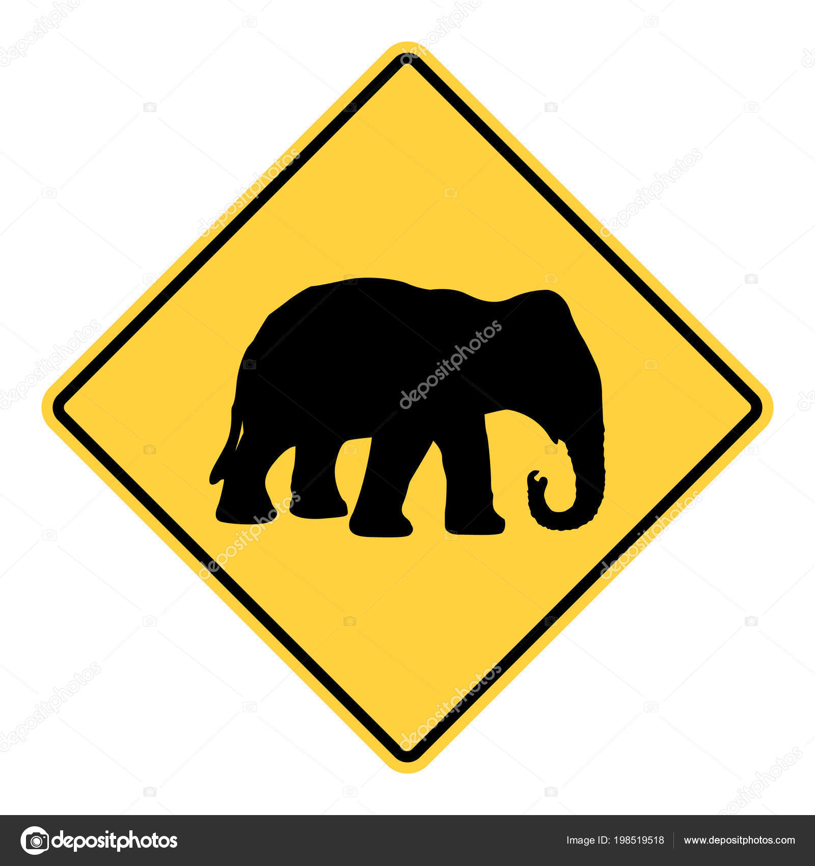 Warning Road Sign Animal Crossing Diamondshaped Stock Vector