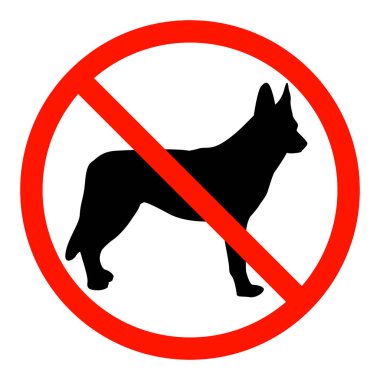 vektör kırmızı yuvarlak bir siluet köpek yasağı işaretiyle
