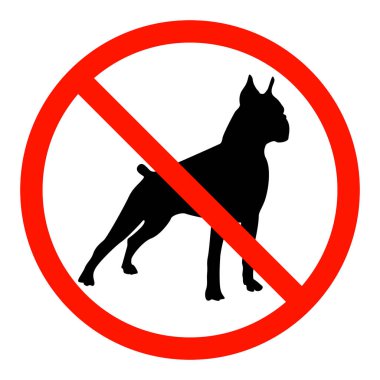 vektör kırmızı yuvarlak bir siluet köpek yasağı işaretiyle