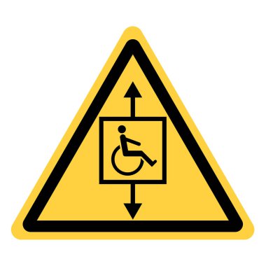 Vektör sarı renk üçgen güvenlik engelliler için bir Asansör ile