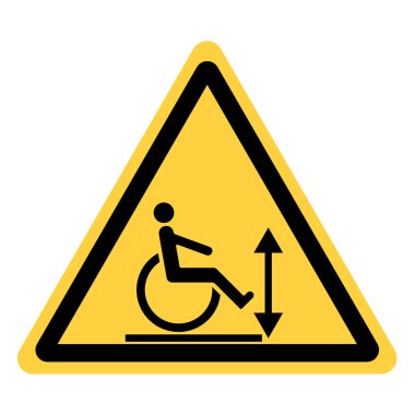 Vektör sarı renk üçgen güvenlik engelliler için bir Asansör ile