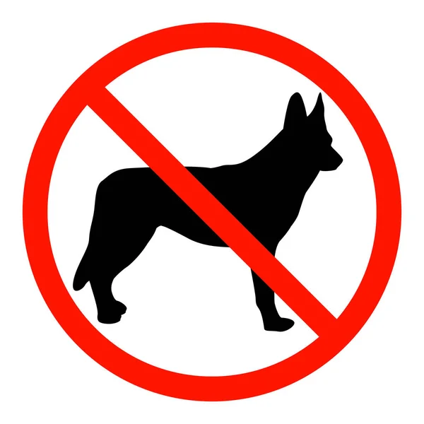 Vector Rojo Ronda Prohibición Signo Con Una Silueta Del Perro — Vector de stock