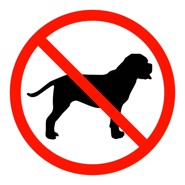 Vetor Vermelho Redondo Sinal Proibição Com Uma Silhueta Cão — Vetor de Stock