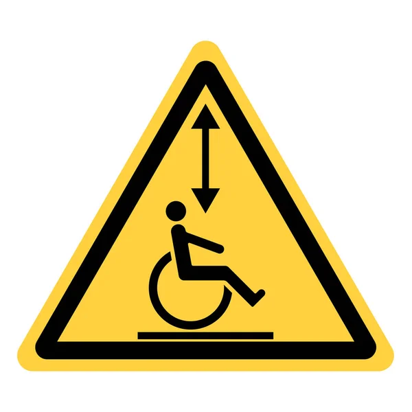 Wektor Żółty Trójkąt Bezpieczeństwa Windą Dla Niepełnosprawnych — Wektor stockowy