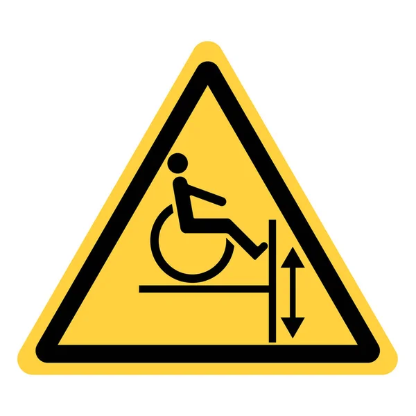 Triangle Sécurité Jaune Vectoriel Avec Ascenseur Pour Handicapés — Image vectorielle