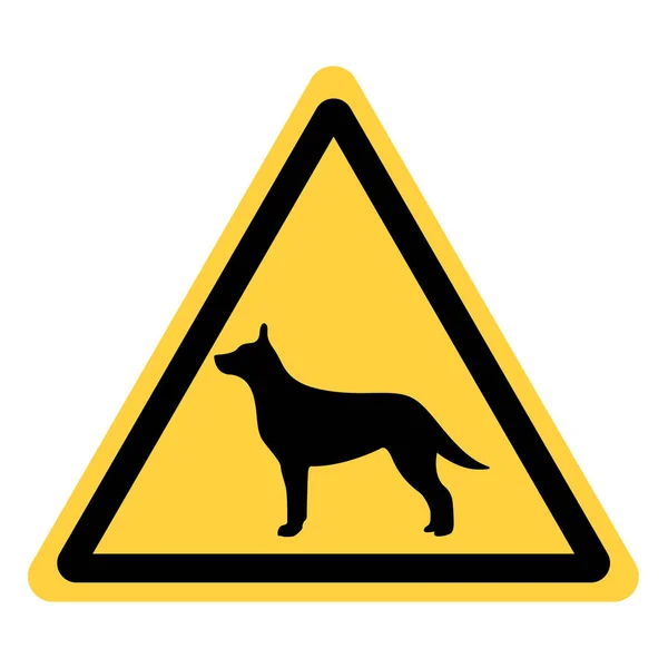 犬のベクトルの黄色い三角形セキュリティ シルエット — ストックベクタ