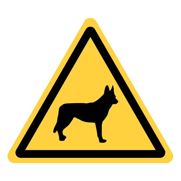 Векторный Жёлтый Треугольник Безопасности Силуэт Собаки — стоковый вектор