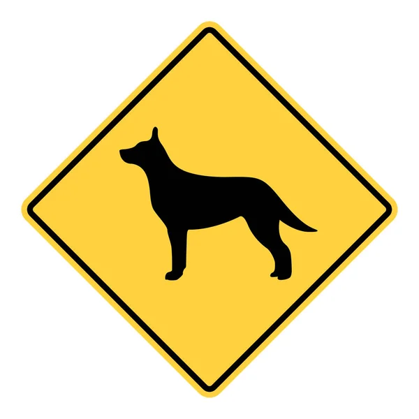 Sarı uyarı yol işareti resmi hayvan köpek olan bir rhombus şeklinde vektör