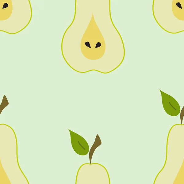 Hand Drawn Seamless Pear Pattern Light Background — Stock Vector