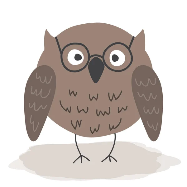 Magnifique Oiseau Vecteur Dessiné Main Hibou Avec Des Formes Ridicules — Image vectorielle