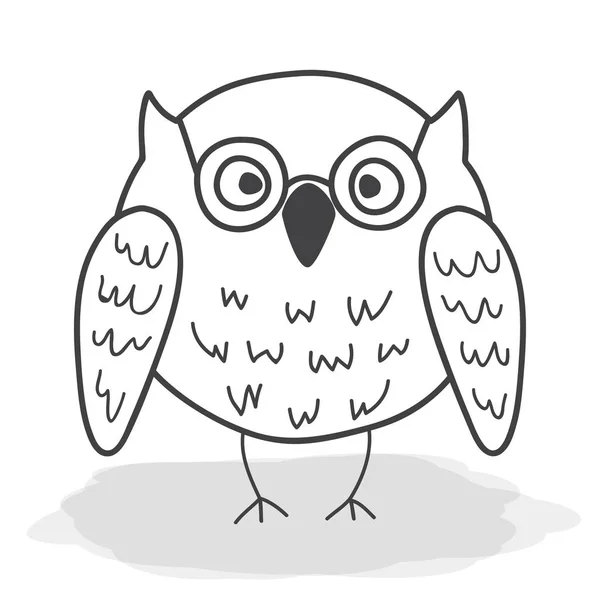 Bela Mão Vetor Desenhado Coruja Pássaro Com Formas Infantis Ridículas — Vetor de Stock
