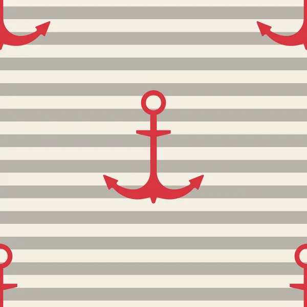 Seamless Pattern Consisting Horizontal Lines Anchor Red — Stock Vector