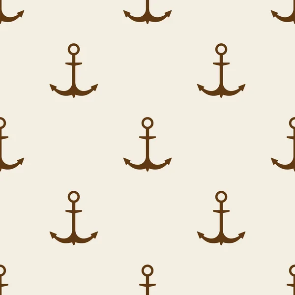 Motif Sans Couture Composé Fond Clair Ancre Marron — Image vectorielle