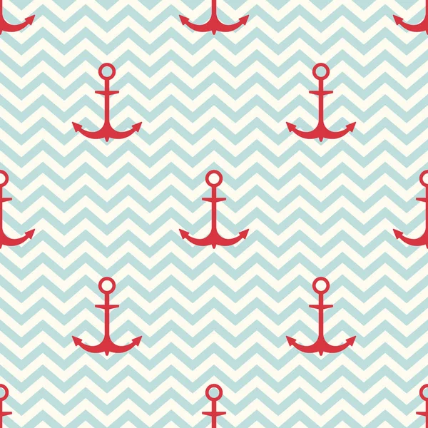 mavi dalgalı çizgiler ve kırmızı çapa oluşan seamless modeli