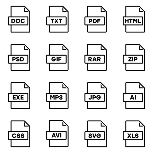 Ensemble Seize Icônes Contour Avec Des Fichiers Différentes Résolutions — Image vectorielle