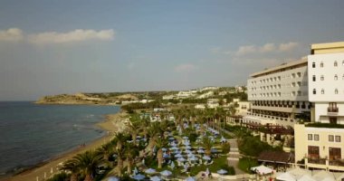 Yunanistan, 4k otel denizin havadan görünümü