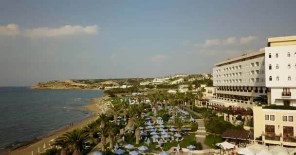 Yunanistan Otel Denizin Havadan Görünümü — Stok video