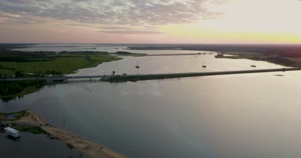 Vacker Utsikt Från Toppen Floden Och Sunset Video — Stockvideo