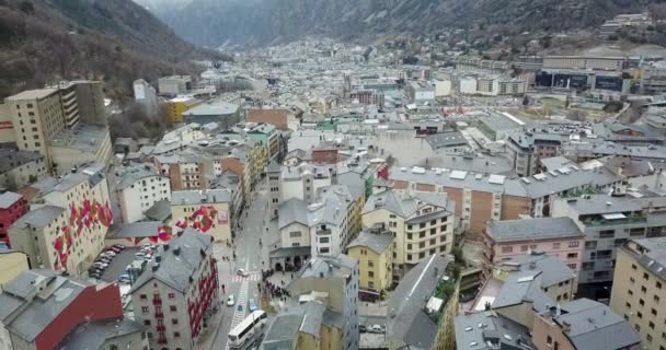 Bovenaanzicht Van Berg Stad Van Andorra Vella Catalonië Video — Stockvideo