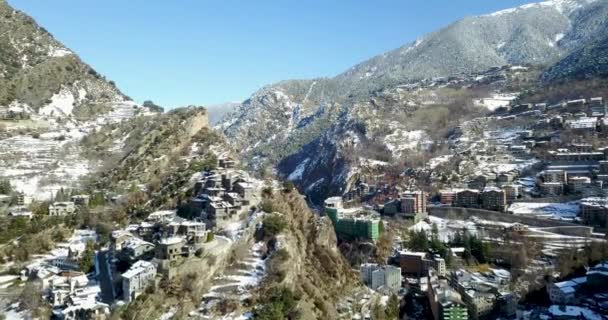 Blick Von Oben Auf Die Bergstadt Andorra Vella Katalonien Video — Stockvideo