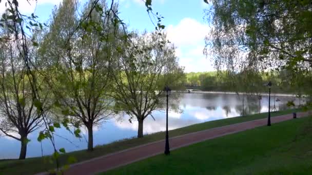 Vacker utsikt över sjön i parken, Europa, — Stockvideo