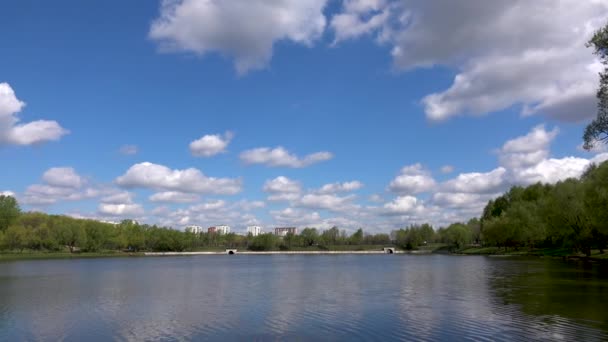 Прекрасний вид на озеро в парку, Європа, — стокове відео