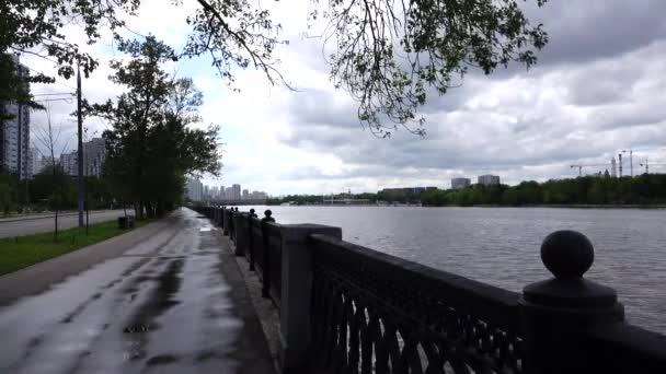 Prachtig uitzicht op de stad Embankment, 4k video — Stockvideo