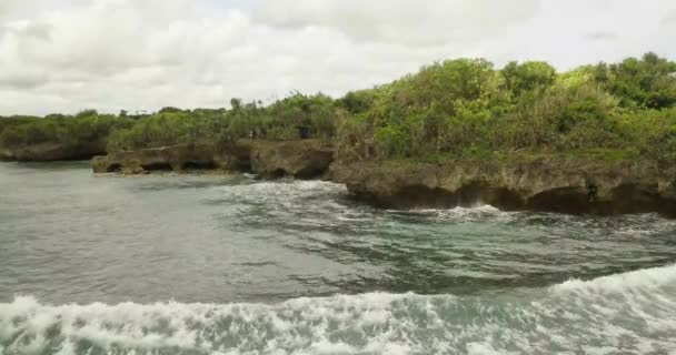 Blick von oben auf die wunderschöne Küste der Karibik — Stockvideo