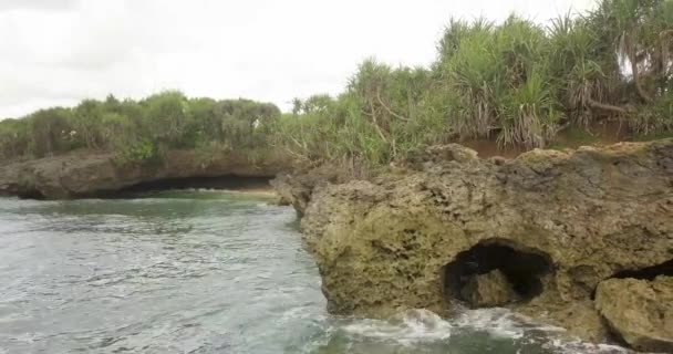 Вид с вершины красивого побережья Карибского моря — стоковое видео