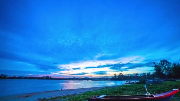 Tid Förflutit Liten Fiskeby Nära Sarasin Bridge Sunrise Sarasinbron Ansluten — Stockvideo