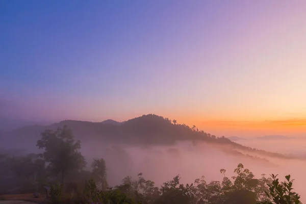 Niebla Sobre Montaña Selva Tropical Hermosa Vista Del Paisaje Del — Foto de Stock