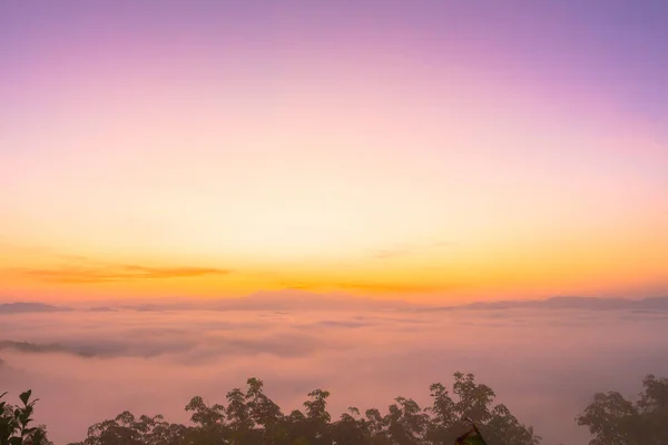 Niebla Sobre Montaña Selva Tropical Hermosa Vista Del Paisaje Del — Foto de Stock