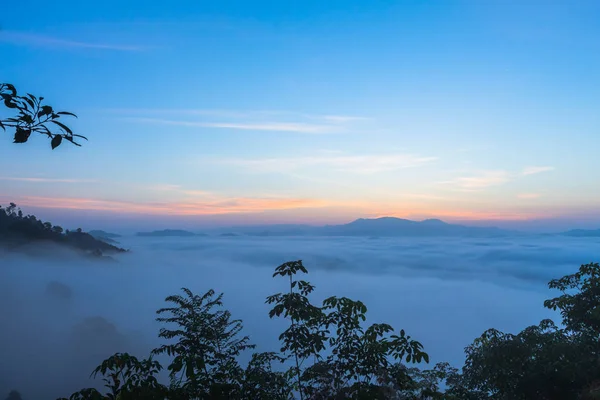 Niebla Sobre Montaña Selva Tropical Hermosa Vista Del Paisaje Del — Foto de Stock