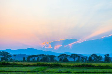 Chiang Rai Tayland yüksek dağ üstünde belgili tanımlık bulut aracılığıyla ışık.