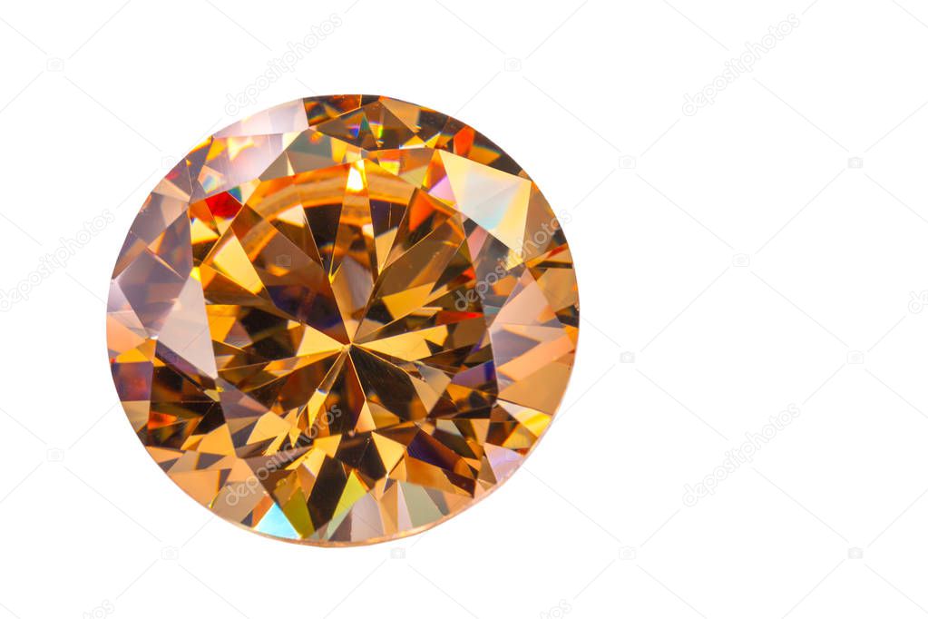 Yellow sapphire diamonds on the white background with clipping path